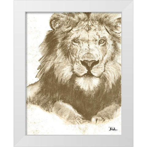 Muted Lion White Modern Wood Framed Art Print by Pinto, Patricia
