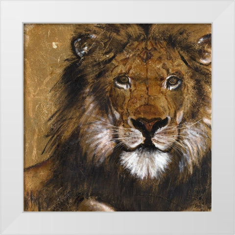Lion on Gold White Modern Wood Framed Art Print by Pinto, Patricia
