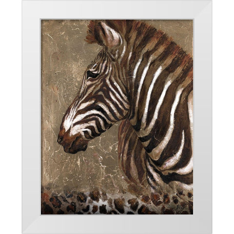 Brown Zebra White Modern Wood Framed Art Print by Pinto, Patricia