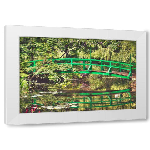Monets Garden White Modern Wood Framed Art Print by Lake, Shelley