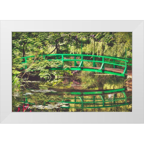 Monets Garden White Modern Wood Framed Art Print by Lake, Shelley