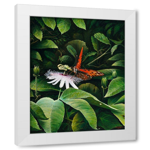 Snacking Butterfly White Modern Wood Framed Art Print by Nawrocke, Bruce