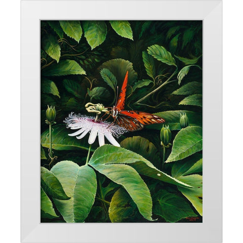 Snacking Butterfly White Modern Wood Framed Art Print by Nawrocke, Bruce