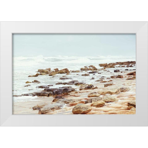 Rock Beach White Modern Wood Framed Art Print by Nawrocke, Bruce