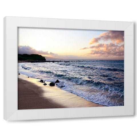 Sunset Beach White Modern Wood Framed Art Print by Nawrocke, Bruce