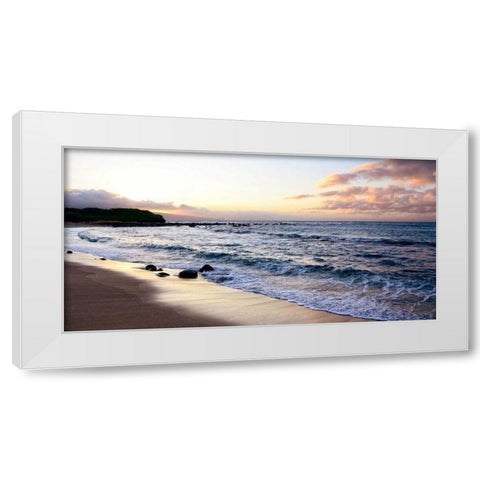 Sunset Beach White Modern Wood Framed Art Print by Nawrocke, Bruce