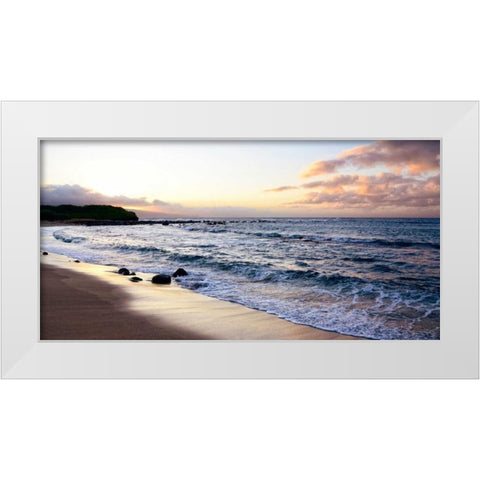 Sunset Beach White Modern Wood Framed Art Print by Nawrocke, Bruce
