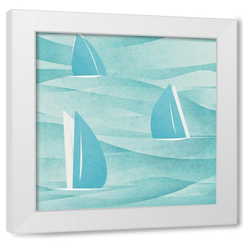 Sails Buoy Square I White Modern Wood Framed Art Print by Meneely, Dan