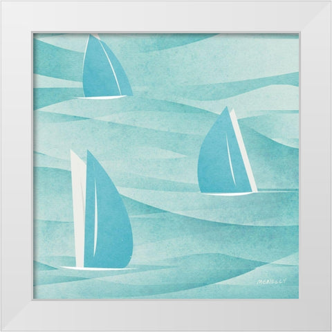 Sails Buoy Square I White Modern Wood Framed Art Print by Meneely, Dan