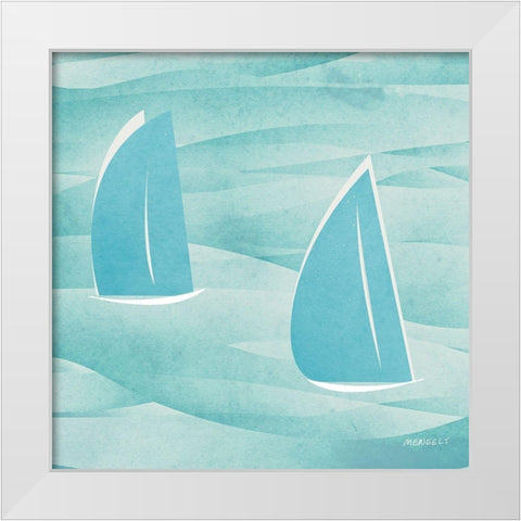 Sails Buoy Square II White Modern Wood Framed Art Print by Meneely, Dan