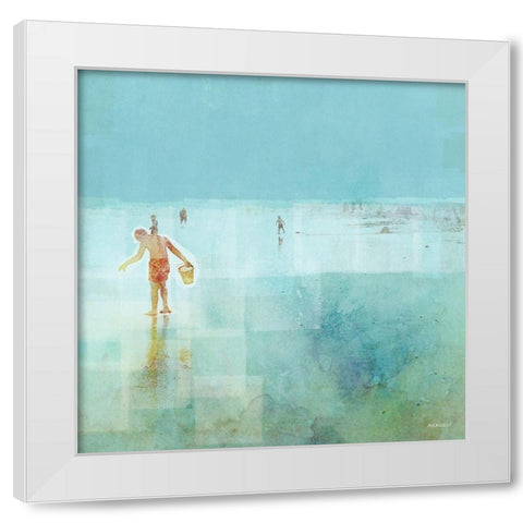 Beach Day Shelling White Modern Wood Framed Art Print by Meneely, Dan