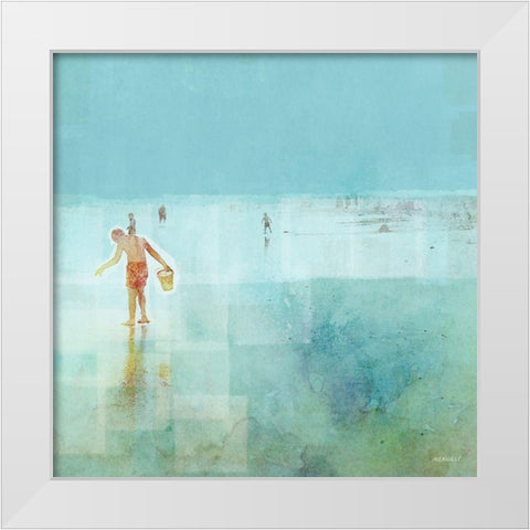 Beach Day Shelling White Modern Wood Framed Art Print by Meneely, Dan