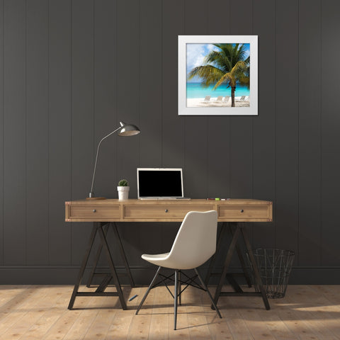 Relaxing Beach Square White Modern Wood Framed Art Print by Bill Carson Photography