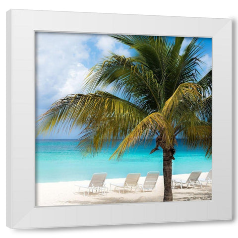 Relaxing Beach Square White Modern Wood Framed Art Print by Bill Carson Photography