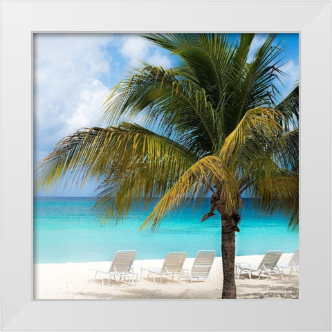 Relaxing Beach Square White Modern Wood Framed Art Print by Bill Carson Photography