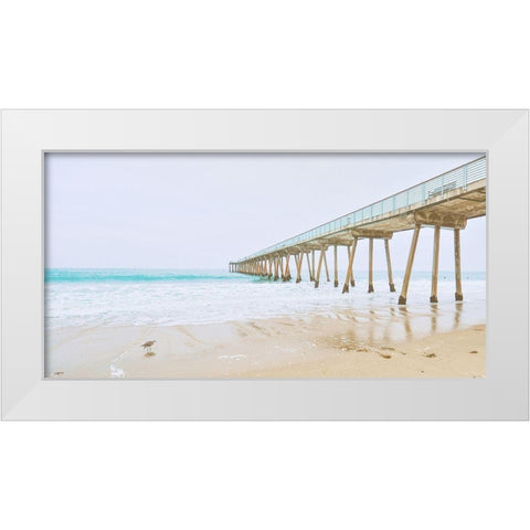 Beach Pier View White Modern Wood Framed Art Print by Bill Carson Photography