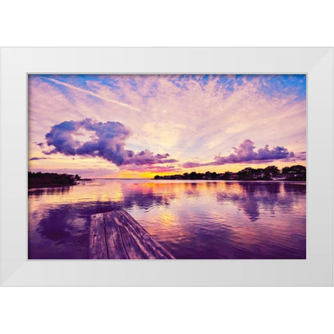 Sunset Dock White Modern Wood Framed Art Print by Bill Carson Photography