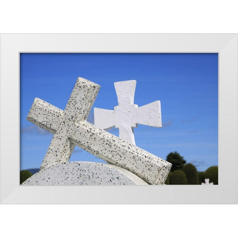 Crosses By The Sea White Modern Wood Framed Art Print by Coppel, Anna