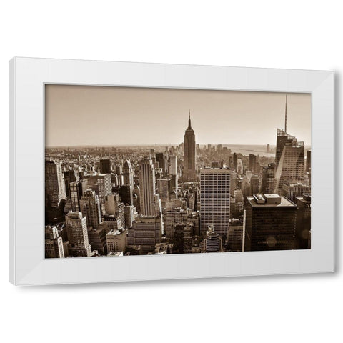 New York Sepia View White Modern Wood Framed Art Print by Bill Carson Photography