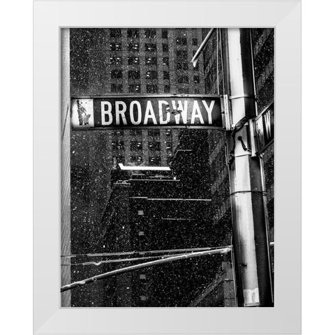 Snow on Broadway White Modern Wood Framed Art Print by Bill Carson Photography
