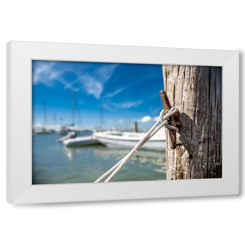 Secure Mooring White Modern Wood Framed Art Print by Bill Carson Photography