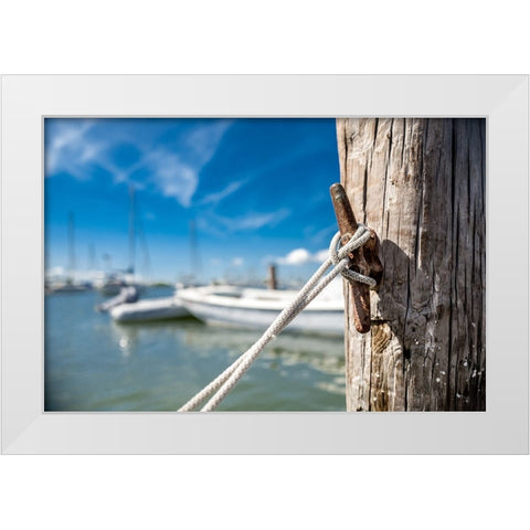 Secure Mooring White Modern Wood Framed Art Print by Bill Carson Photography