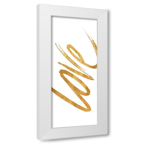 Vertical Gold Love White Modern Wood Framed Art Print by SD Graphics Studio