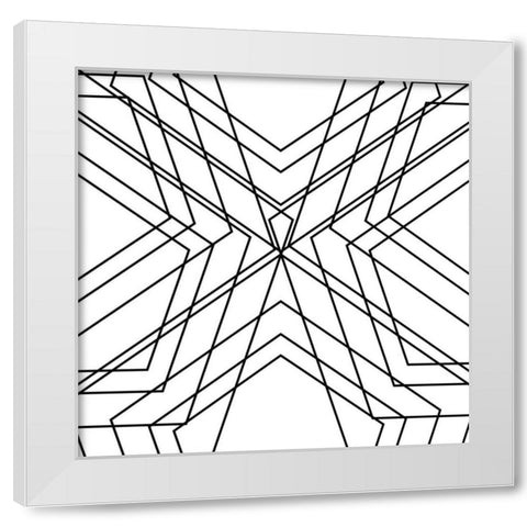 Black Geo White Modern Wood Framed Art Print by SD Graphics Studio