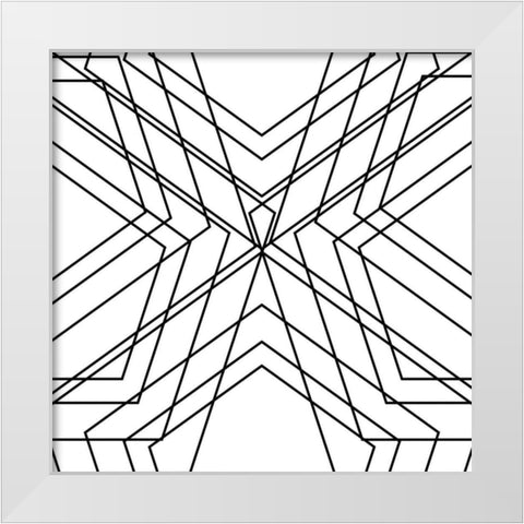 Black Geo White Modern Wood Framed Art Print by SD Graphics Studio