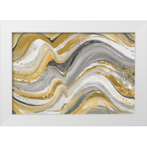 New Concept Mustard Gray White Modern Wood Framed Art Print by Pinto, Patricia