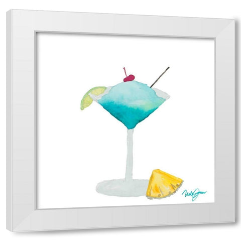 Tiki Bar Tonics III White Modern Wood Framed Art Print by James, Nola