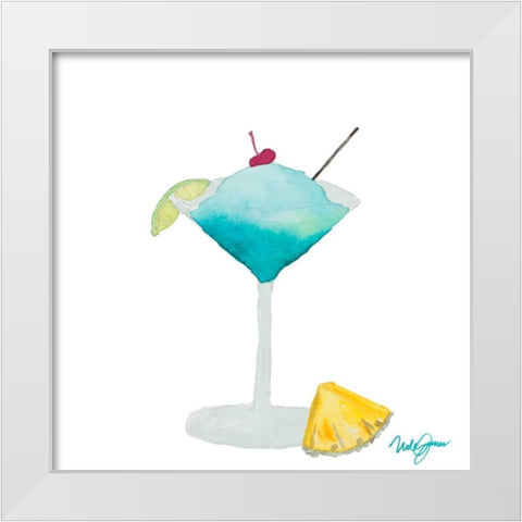 Tiki Bar Tonics III White Modern Wood Framed Art Print by James, Nola