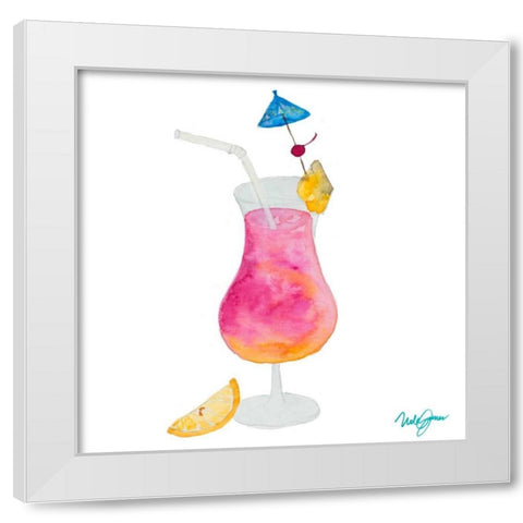 Tiki Bar Tonics IV White Modern Wood Framed Art Print by James, Nola