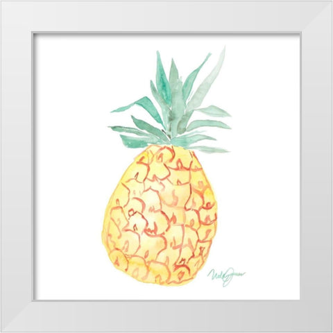 Single Pineapple White Modern Wood Framed Art Print by James, Nola