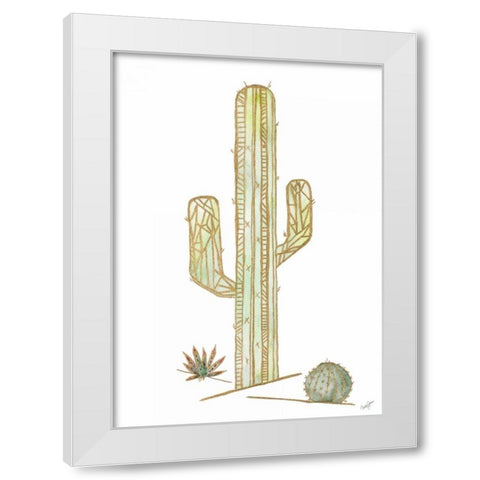 Origami Cactus White Modern Wood Framed Art Print by James, Nola