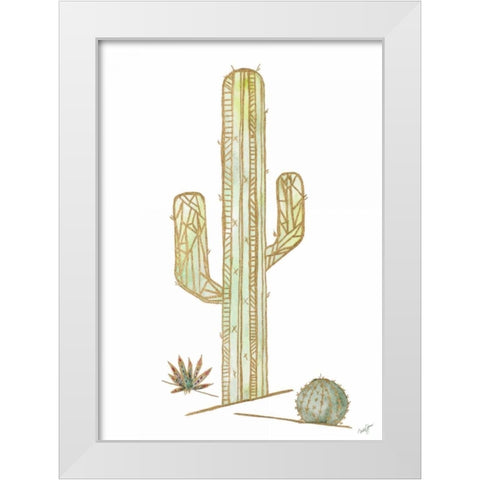 Origami Cactus White Modern Wood Framed Art Print by James, Nola
