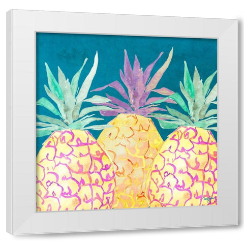 Havana Pineapple White Modern Wood Framed Art Print by James, Nola