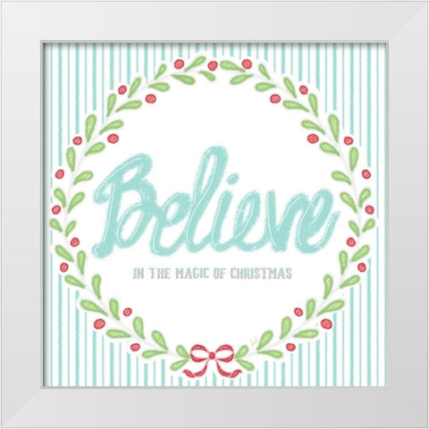 Christmas Wreath II White Modern Wood Framed Art Print by Metz, Andi