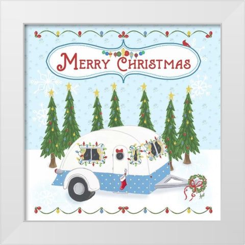 Camper Christmas White Modern Wood Framed Art Print by Metz, Andi