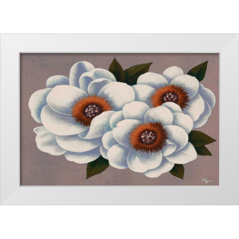 Three White Flowers White Modern Wood Framed Art Print by Rhyan, Vivien