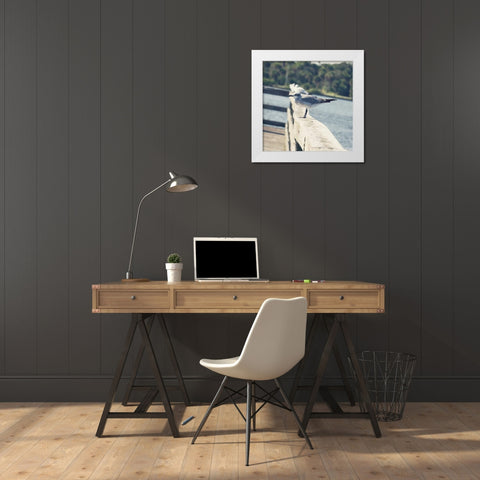 Look Out Dock I White Modern Wood Framed Art Print by Peck, Gail