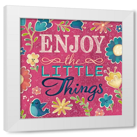 Enjoy the Little Things Burst I White Modern Wood Framed Art Print by Josefina