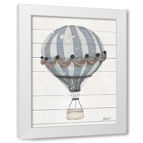 Hot Air Balloon Adventure White Modern Wood Framed Art Print by Josefina