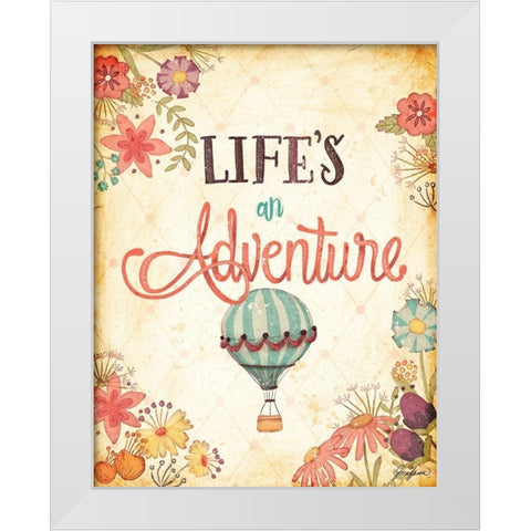 Enjoy Lifes Adventures I White Modern Wood Framed Art Print by Josefina