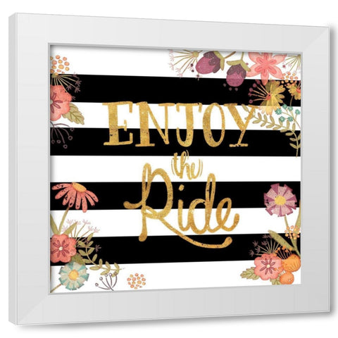 Enjoy the Ride White Modern Wood Framed Art Print by Josefina