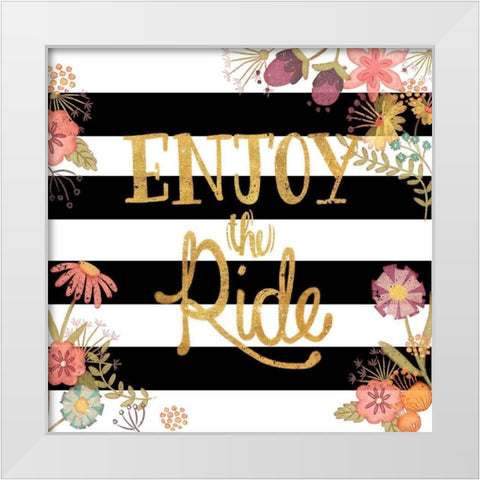 Enjoy the Ride White Modern Wood Framed Art Print by Josefina