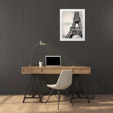 Paris Eiffel White Modern Wood Framed Art Print by Medley, Elizabeth