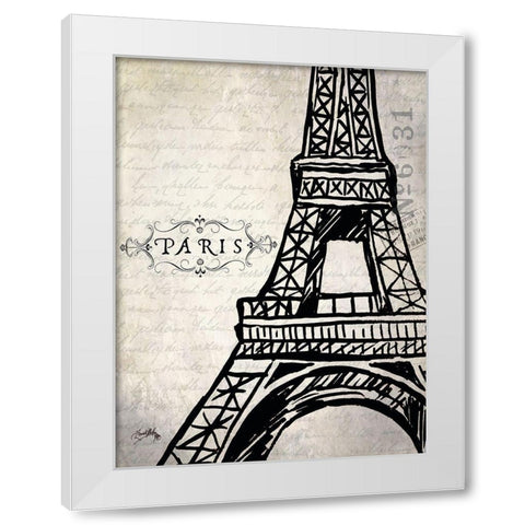 Paris Eiffel White Modern Wood Framed Art Print by Medley, Elizabeth