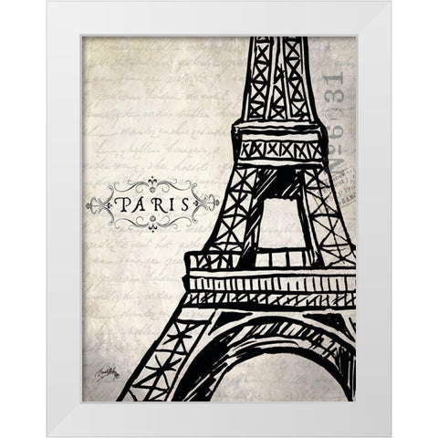 Paris Eiffel White Modern Wood Framed Art Print by Medley, Elizabeth