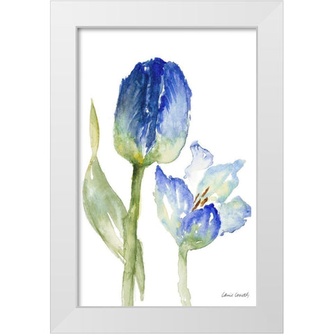 Teal and Lavender Tulips I White Modern Wood Framed Art Print by Loreth, Lanie